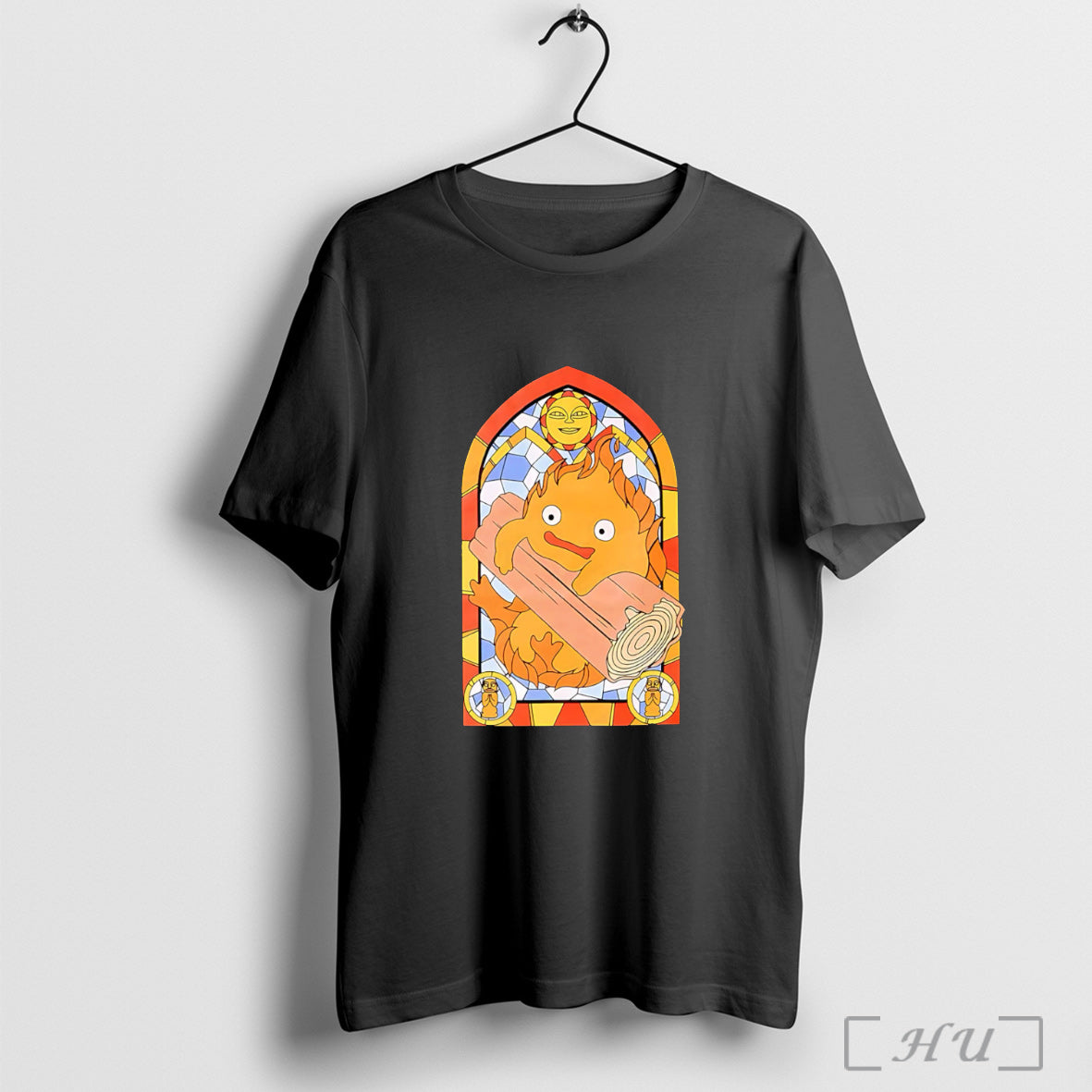 Officials Howls Moving Castle Calcifer Stained Glass T Shirt