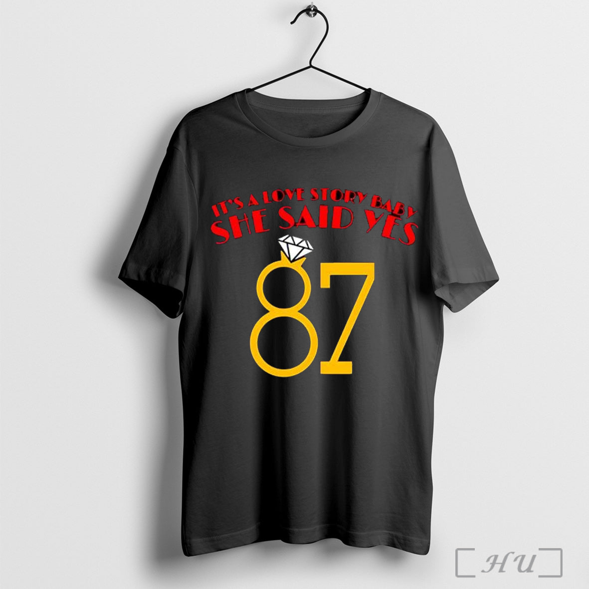 Officials Its A Love Story Baby She Said Yes 87 Diamond T Shirt