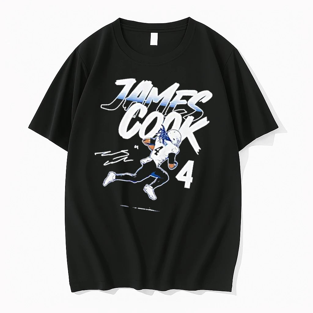 Officials James Cook 4 Running Football Player Stylized Lettering Mens Premium T Shirt