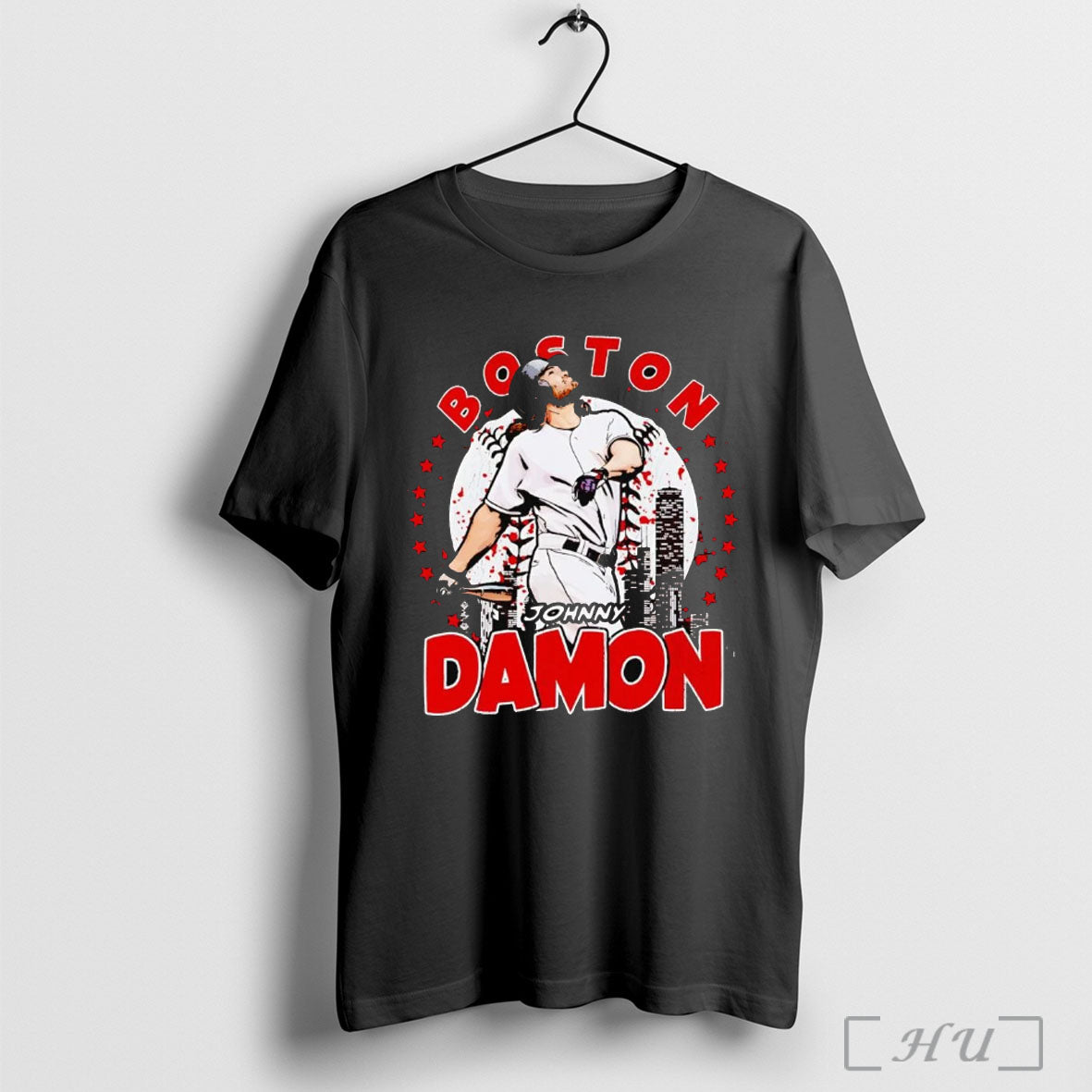 Officials Johnny Damon Boston Skyline Celebration T Shirt