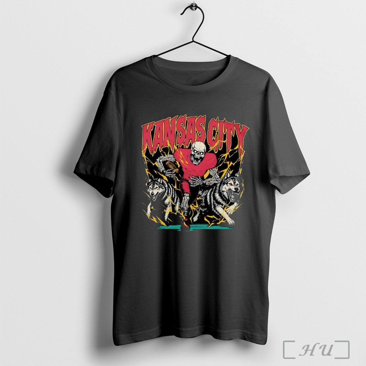Officials Kansas City Wolves Skeleton Football Player T Shirt