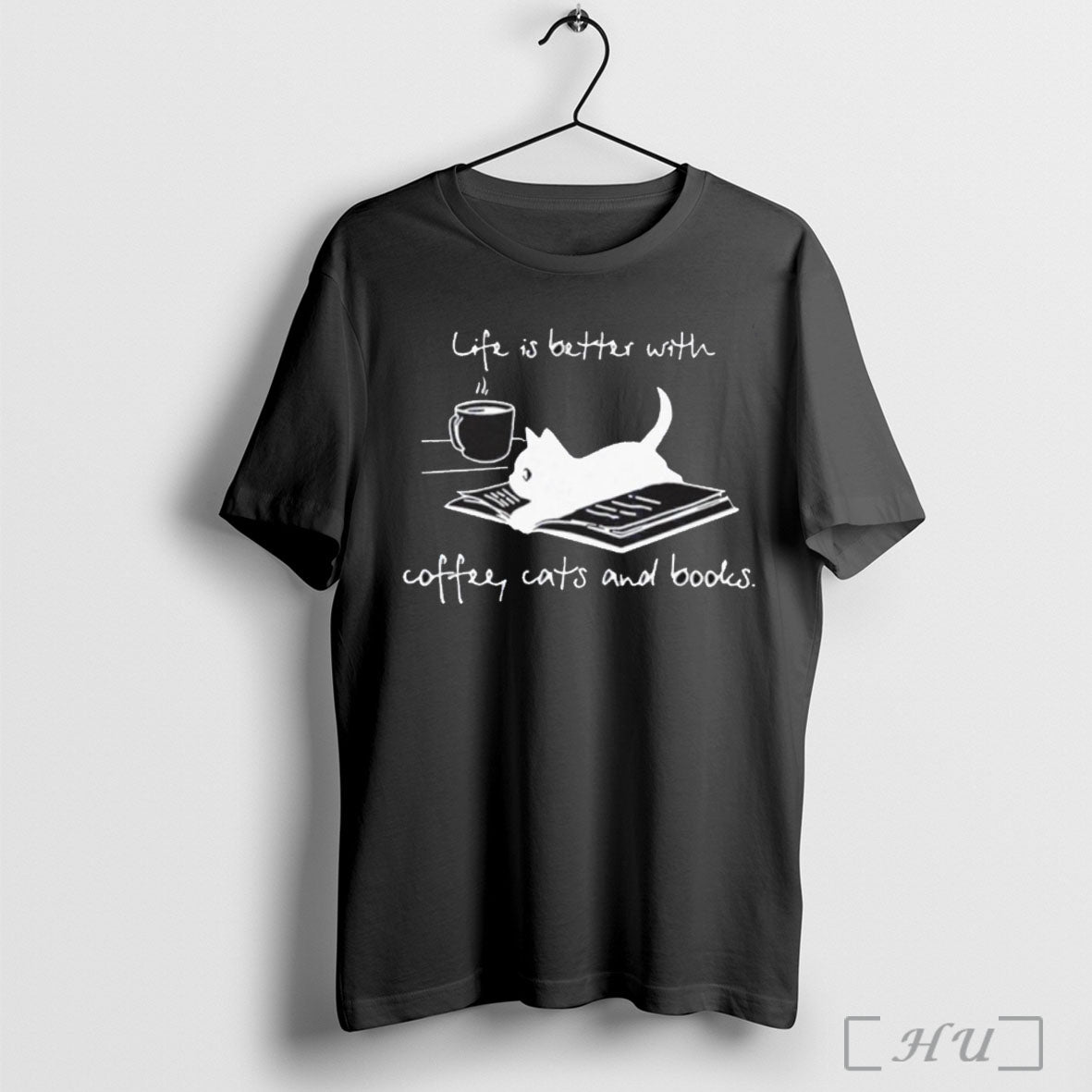 Officials Life Is Better With Coffee Cats And Books T Shirt