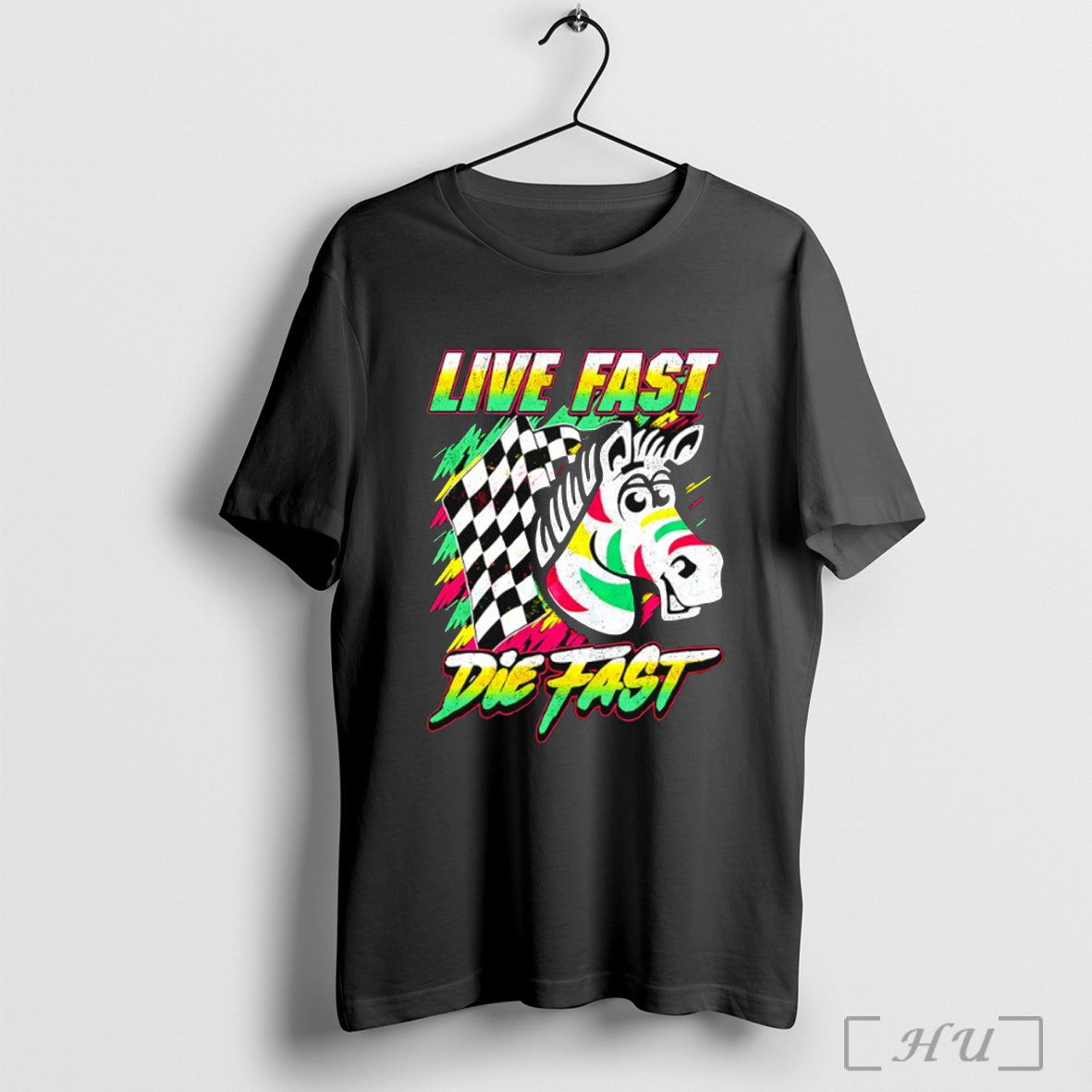 Officials Live Fast Die Fast Zebra Checkered T Shirt