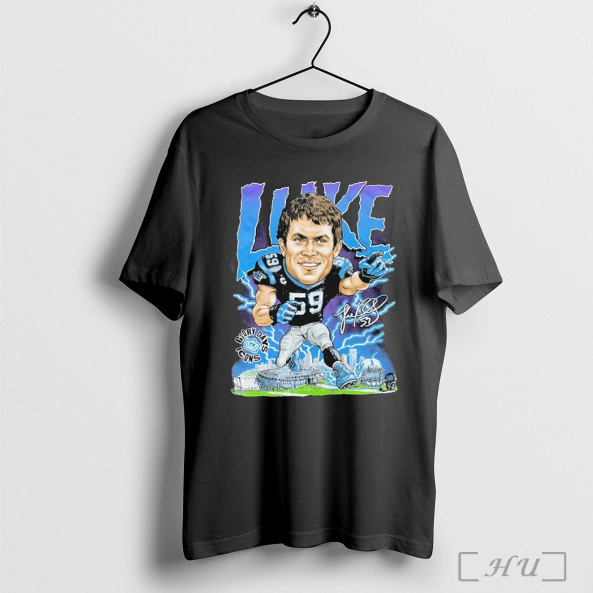 Officials Luke Kuechly X Glory Days Apparel Icons Carolina Panthers T Shirt