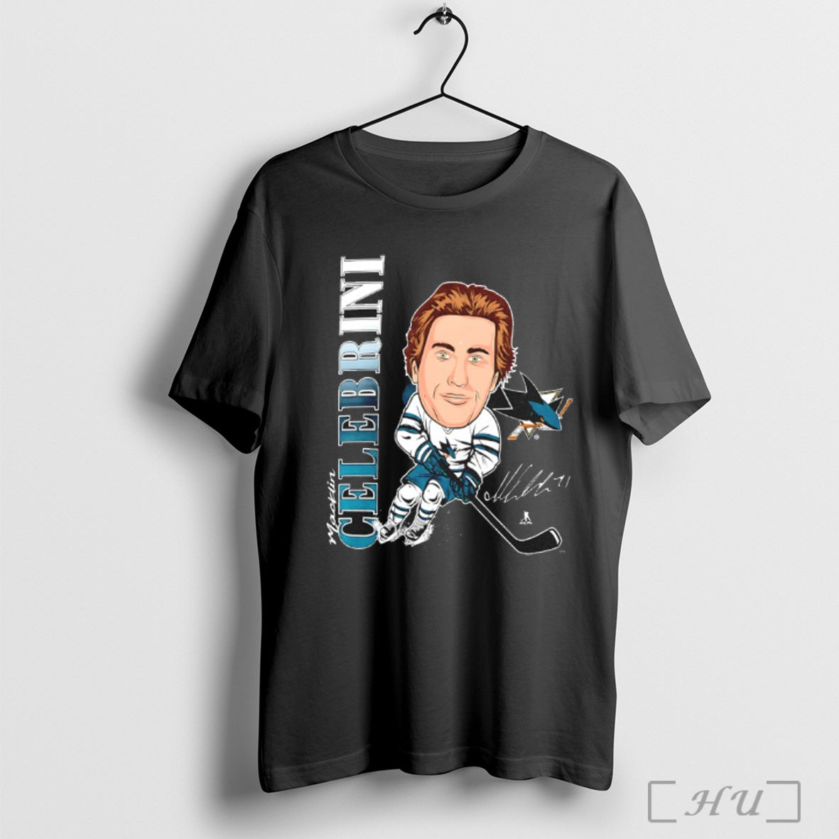 Officials Macklin Celebrini San Jose Sharks Nhl Player Signature Caricature T Shirt