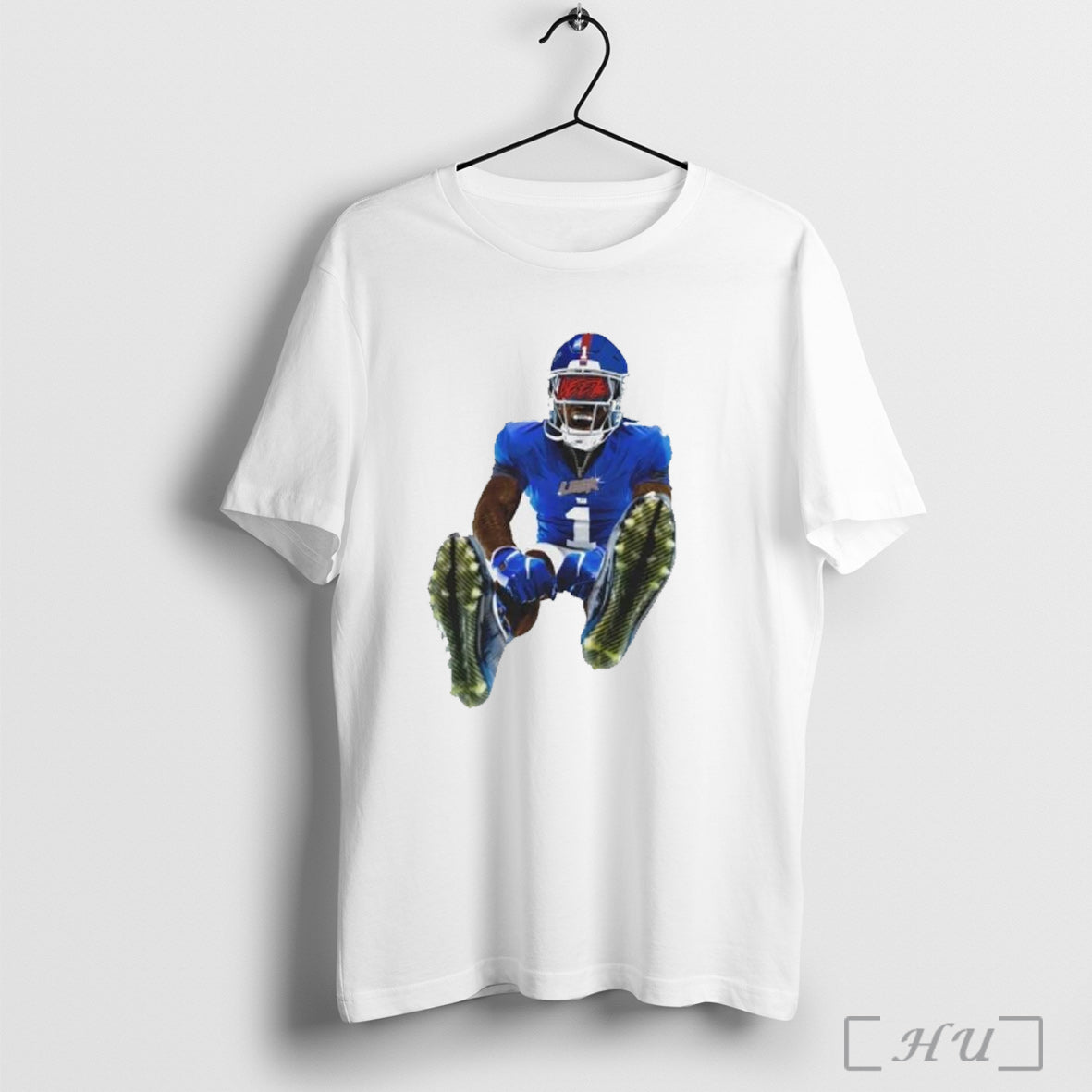 Officials Malik Nabers Leek Mid Air Jump Ny Giants T Shirt