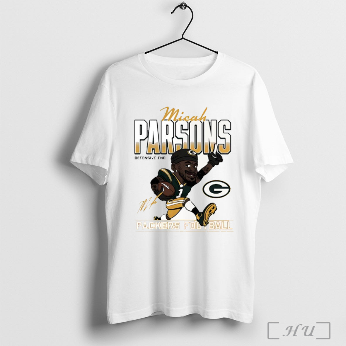 Officials Micah Parsons Defensive End Green Bay Packers Football Caricature White S T Shirt