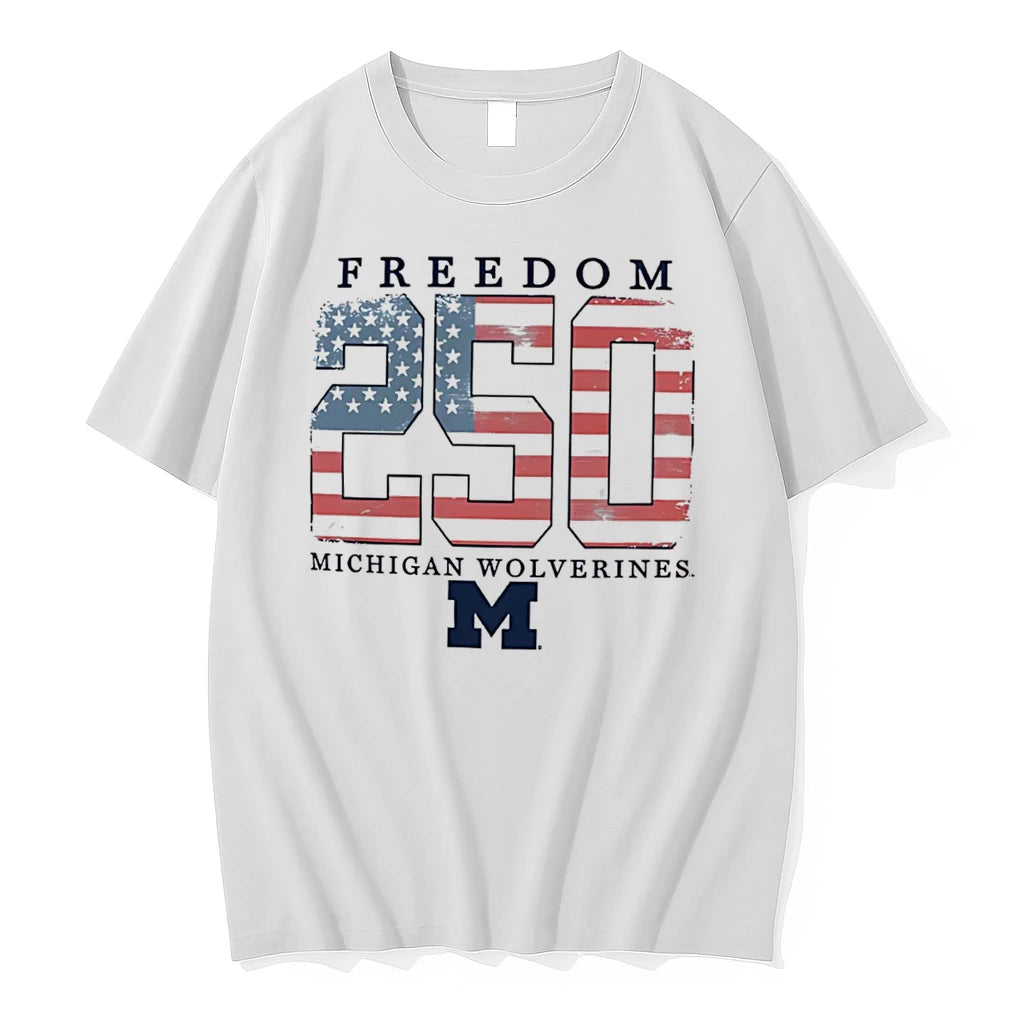 Officials Michigan Wolverines Americana Freedom 250th Logo Tee T Shirt Sweater