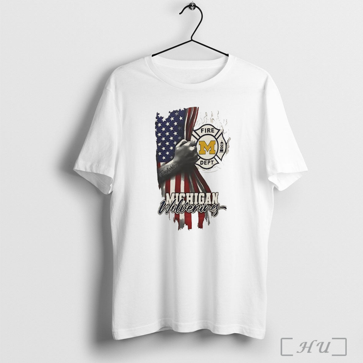Officials Michigan Wolverines Firefighter Usa Flag T Shirt
