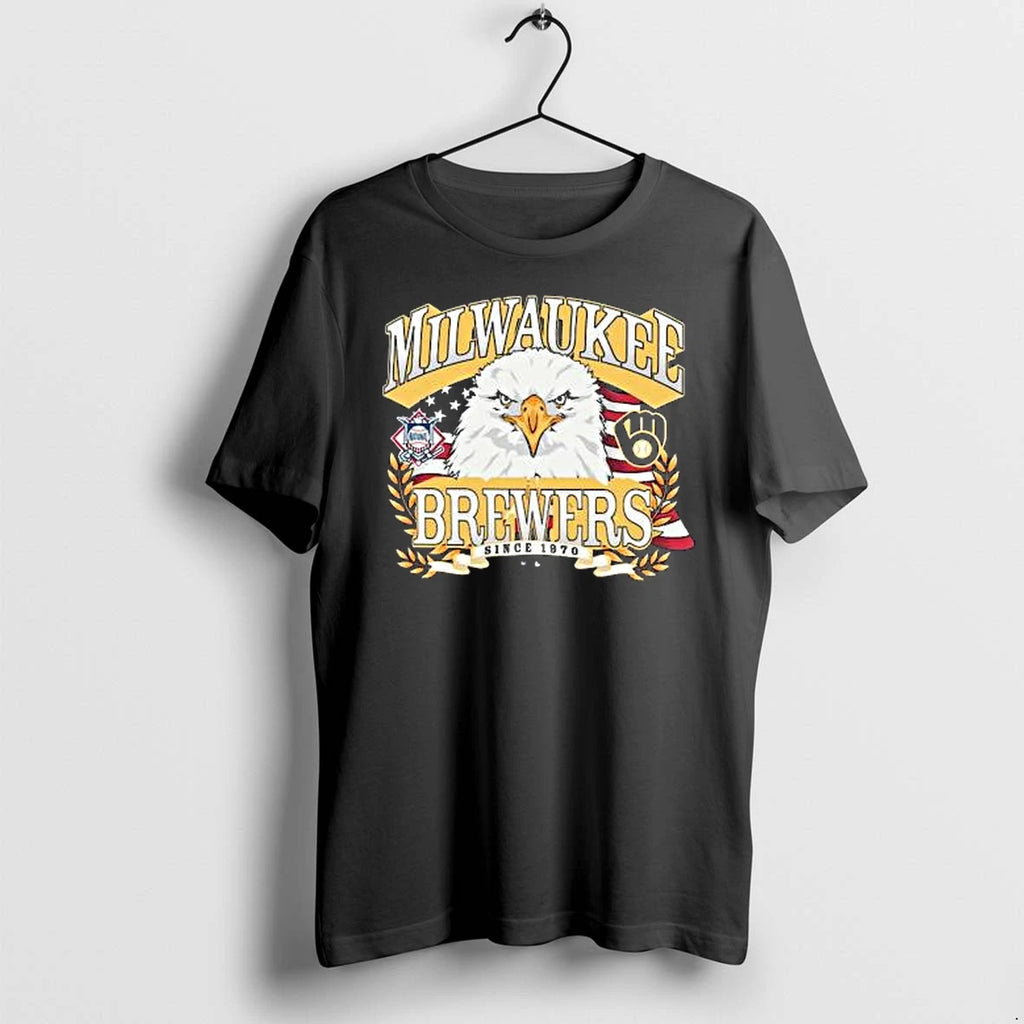 Officials Milwaukee Brewers 47 American Eagle Black T Shirt Sweater
