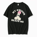 Officials My Owner Beats Me Sad Cartoon Penis Character Halftone Distressed Mens