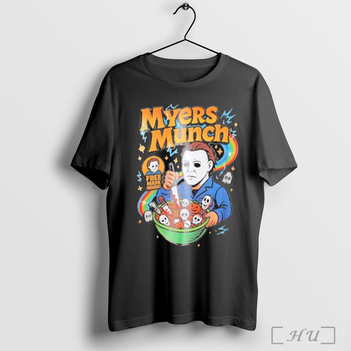 Officials Myers Munch Free Mask Inside Halloween T Shirt