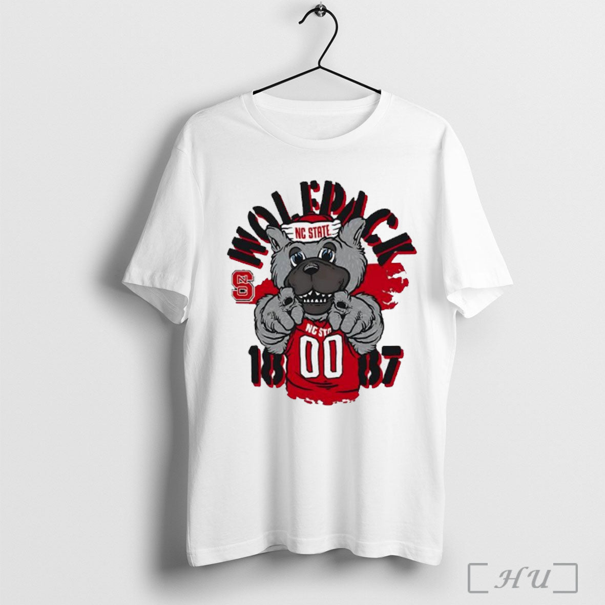 Officials Nc State Wolfpack Football Pointing Mascot Stencil T Shirt