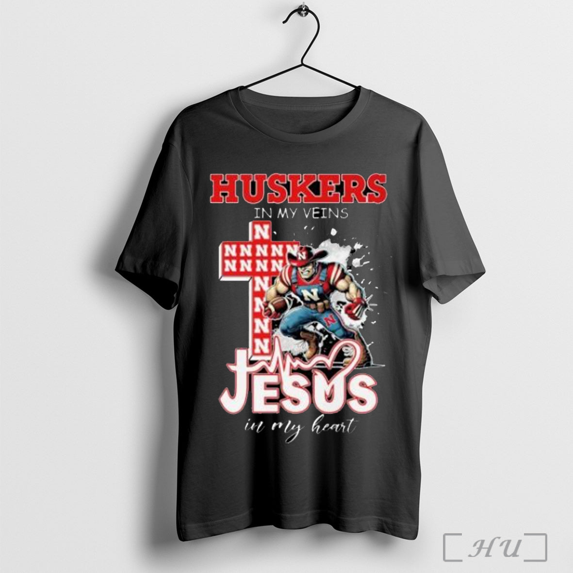 Officials Nebraska Huskers In My Veins Jesus In My Heart Mascot 2025 T Shirt