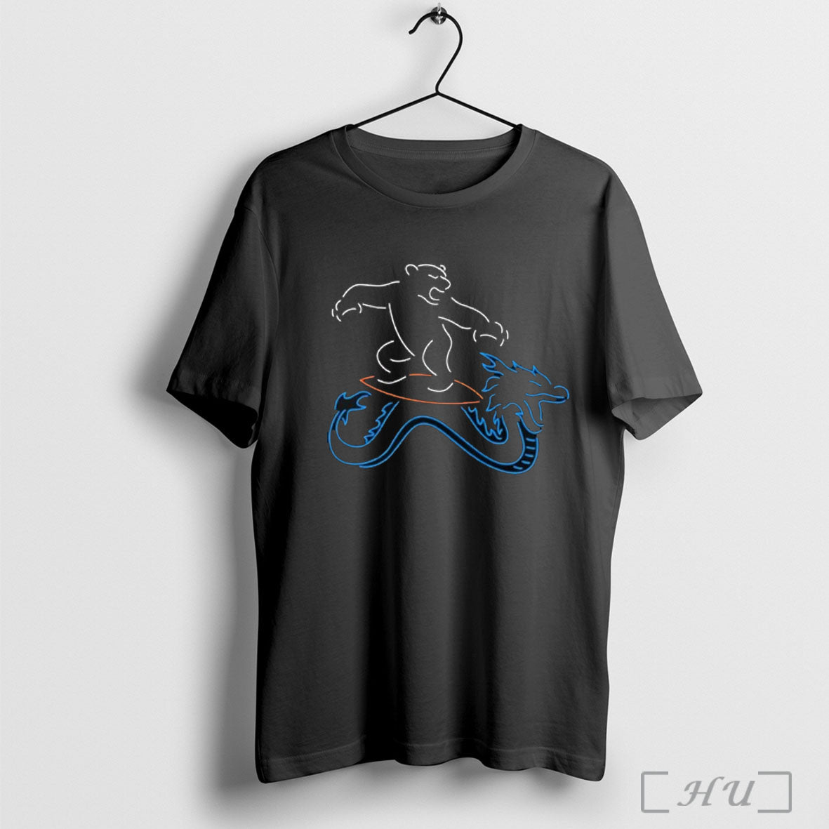 Officials Neon Surfing Polar Beart On Dragons Back New York Mets T Shirt