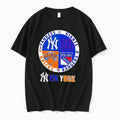 Officials New York Sports Logos Yankees Giants Knicks Rangers Black Premium T Shirt