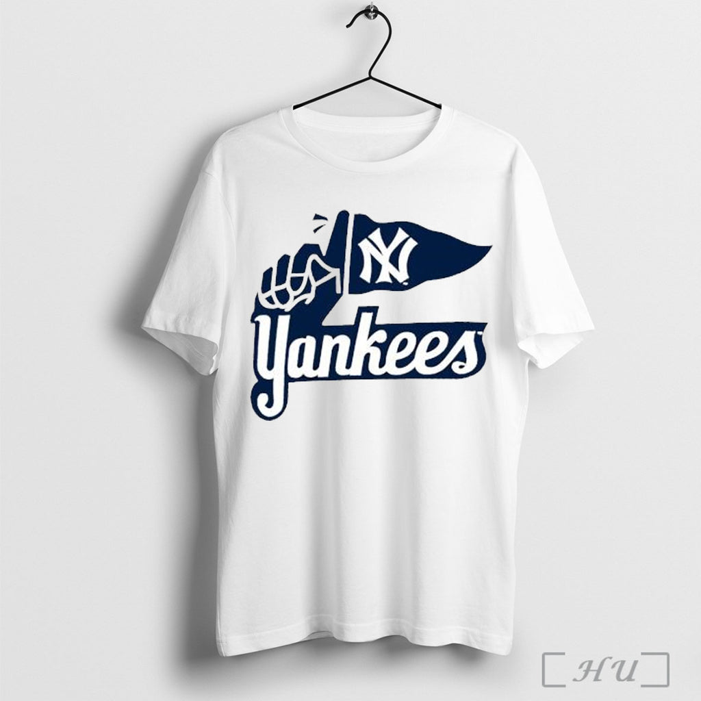 Officials New York Yankees Logo Hand Holding Flag Iconic Baseball T Shirt