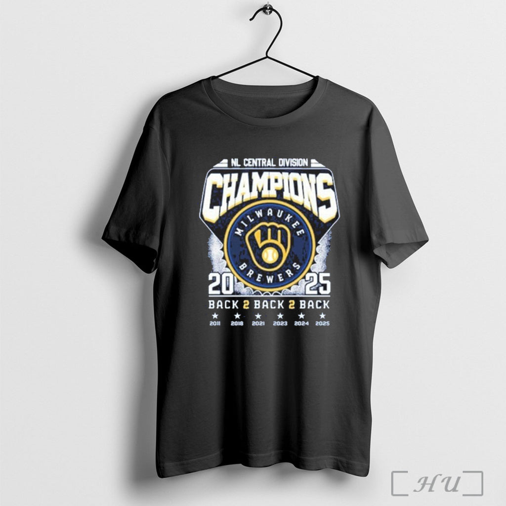 Officials Nl Central Division Champions Milwaukee Brewers Back 2 Back 2 Back T Shirt
