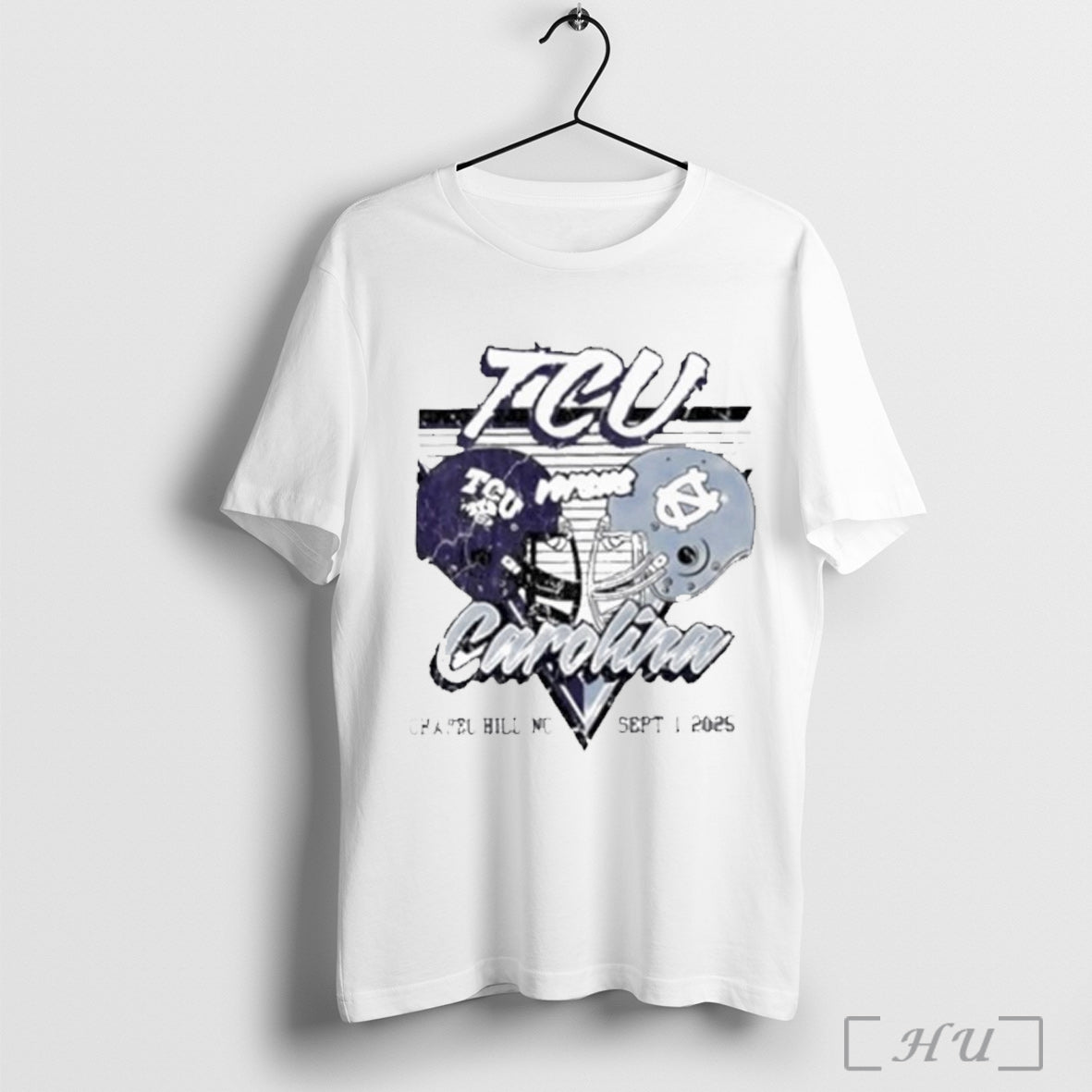 Officials North Carolina Tar Heels Vs Tcu Horned Frogs 2025 Football Helmet T Shirt