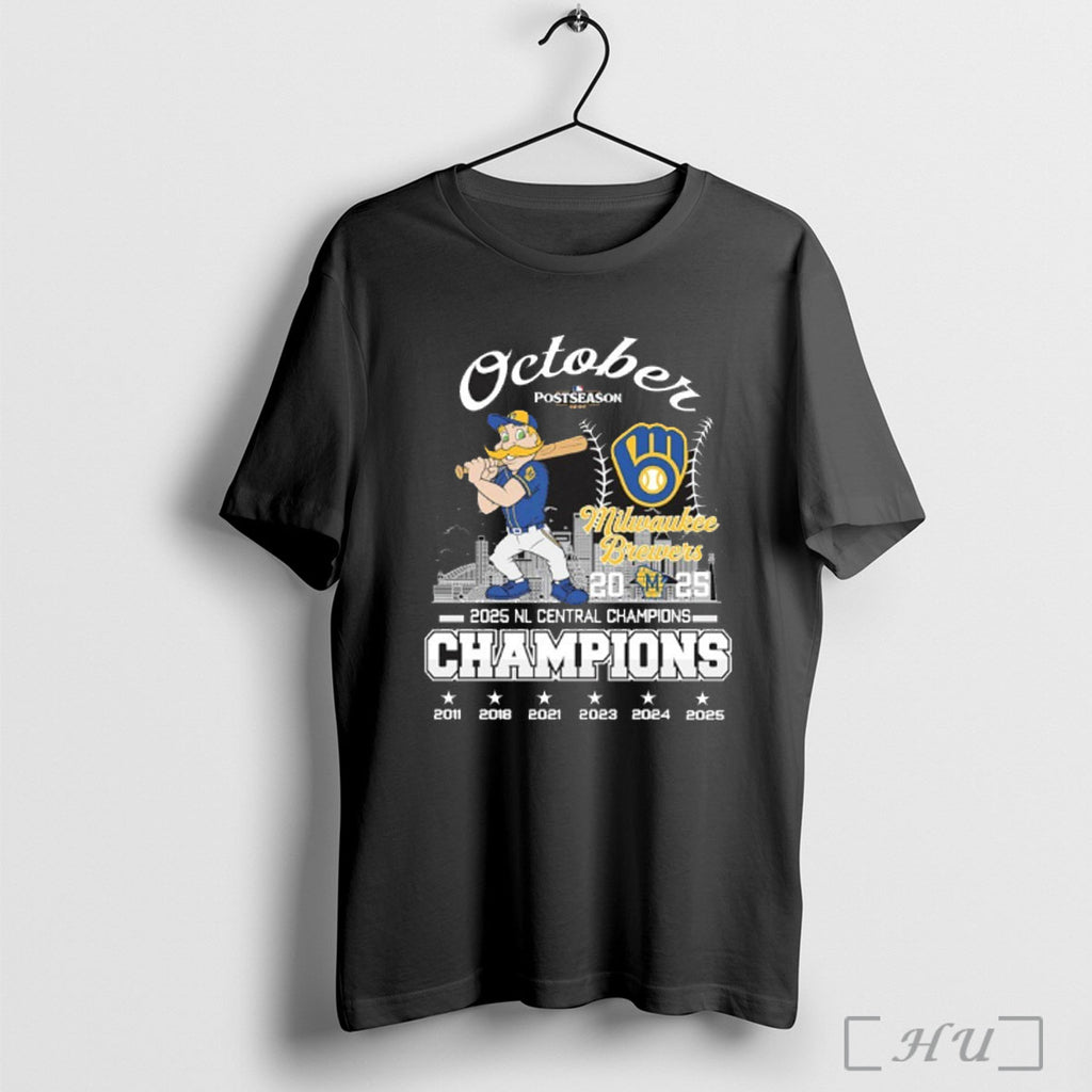 Officials October Milwaukee Brewers 2025 Nl Central Champions Champions City T Shirt