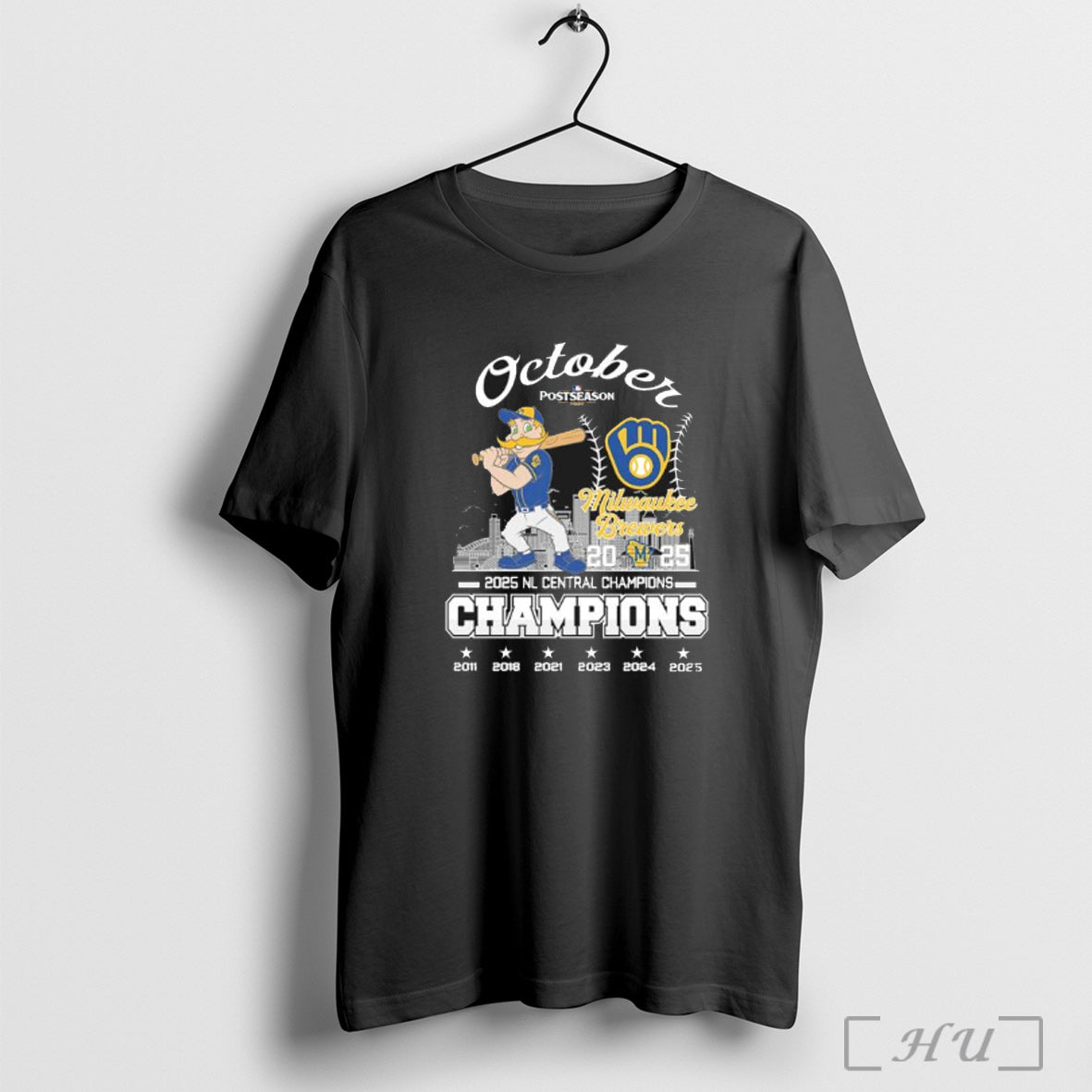 Officials October Postseason Milwaukee Brewers Mascot 2025 Nl Central Division Champions T Shirt