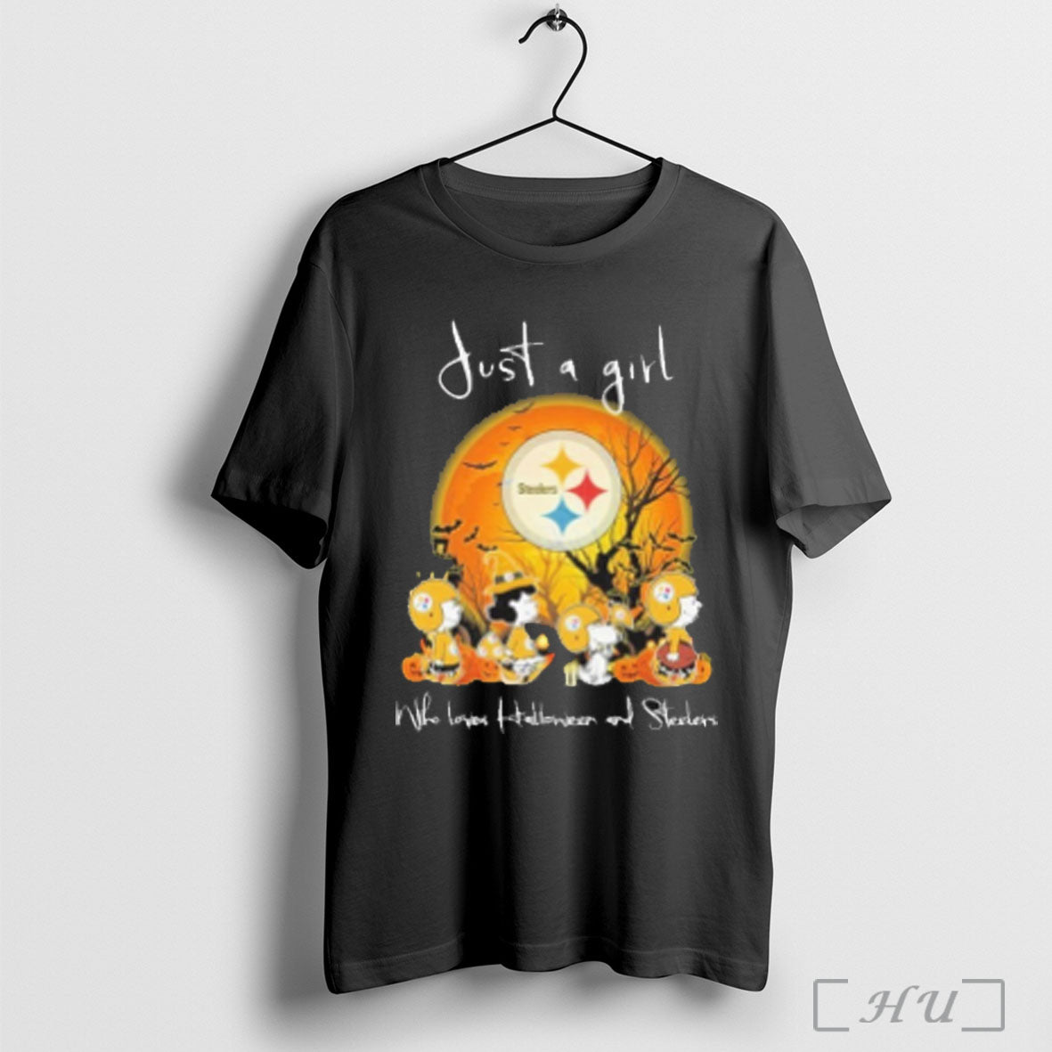 Officials Peanuts Moon Just A Girl Who Loves Halloween And Steelers T Shirt