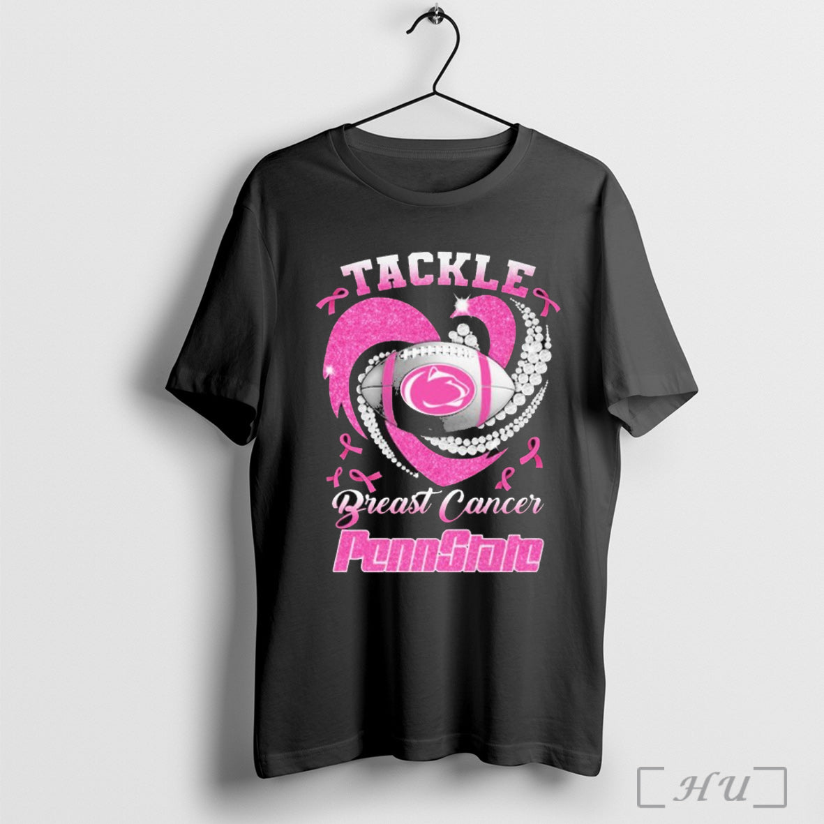 Officials Penn State Nittany Lions Tackle Breast Cancer Heart Diamond T Shirt