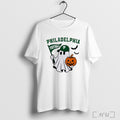 Officials Philadelphia Football Ghost Holding Pumpkin And Flag Halloween T Shirt