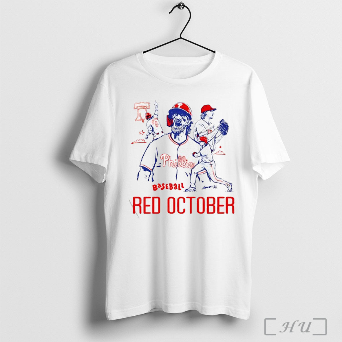 Officials Philadelphia Phillies Red October Baseball Player Graphic Halloween T Shirt