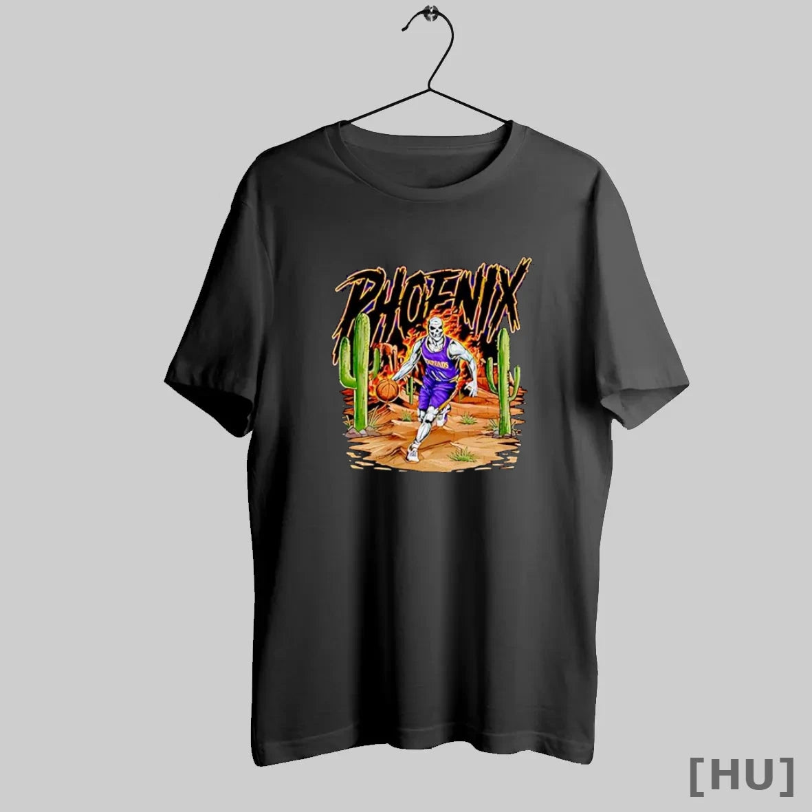Officials Phoenix Skeleton Dribbling Basketball In Desert With Cactus T Shirt