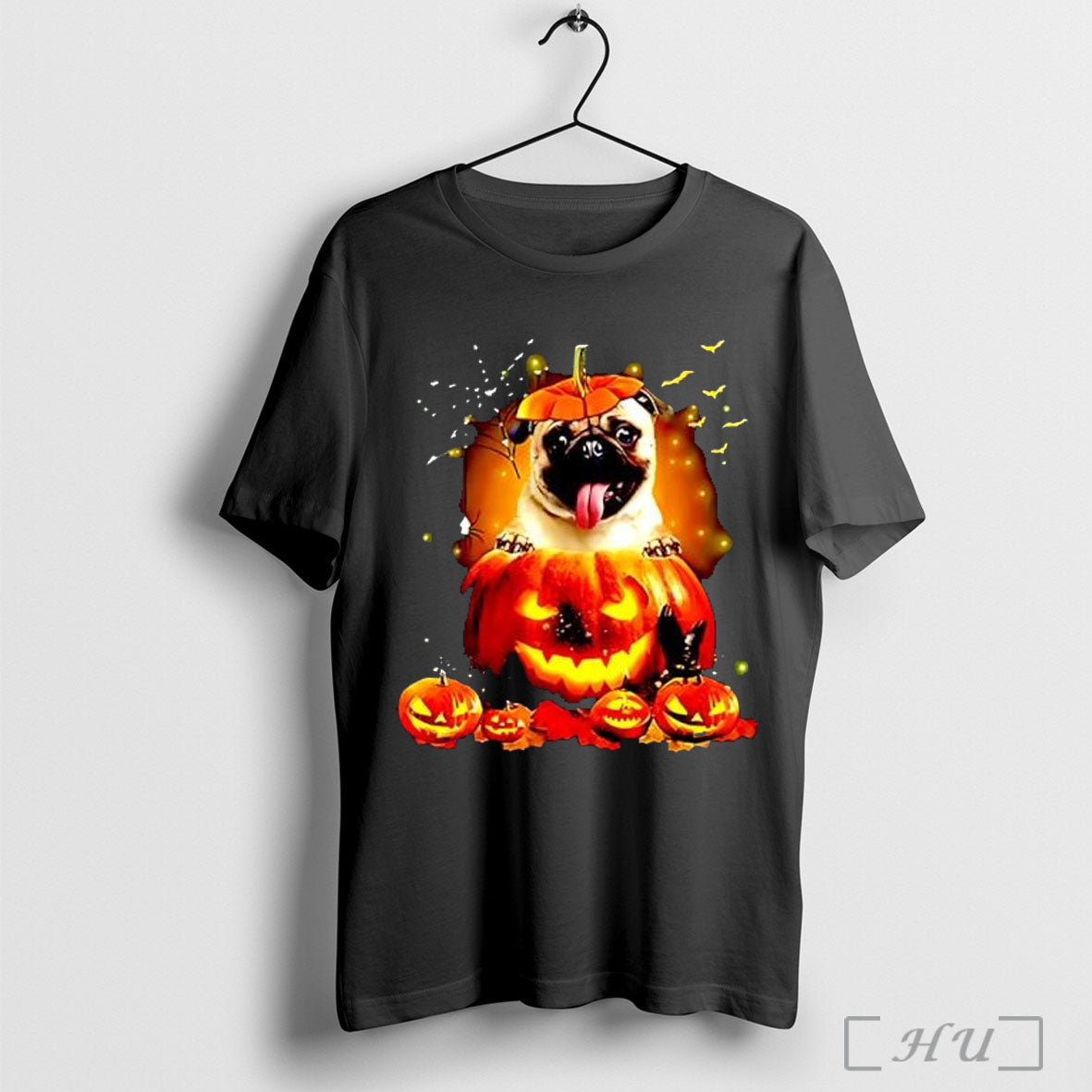 Officials Pug Spooky Halloween Pumpkin Head T Shirt