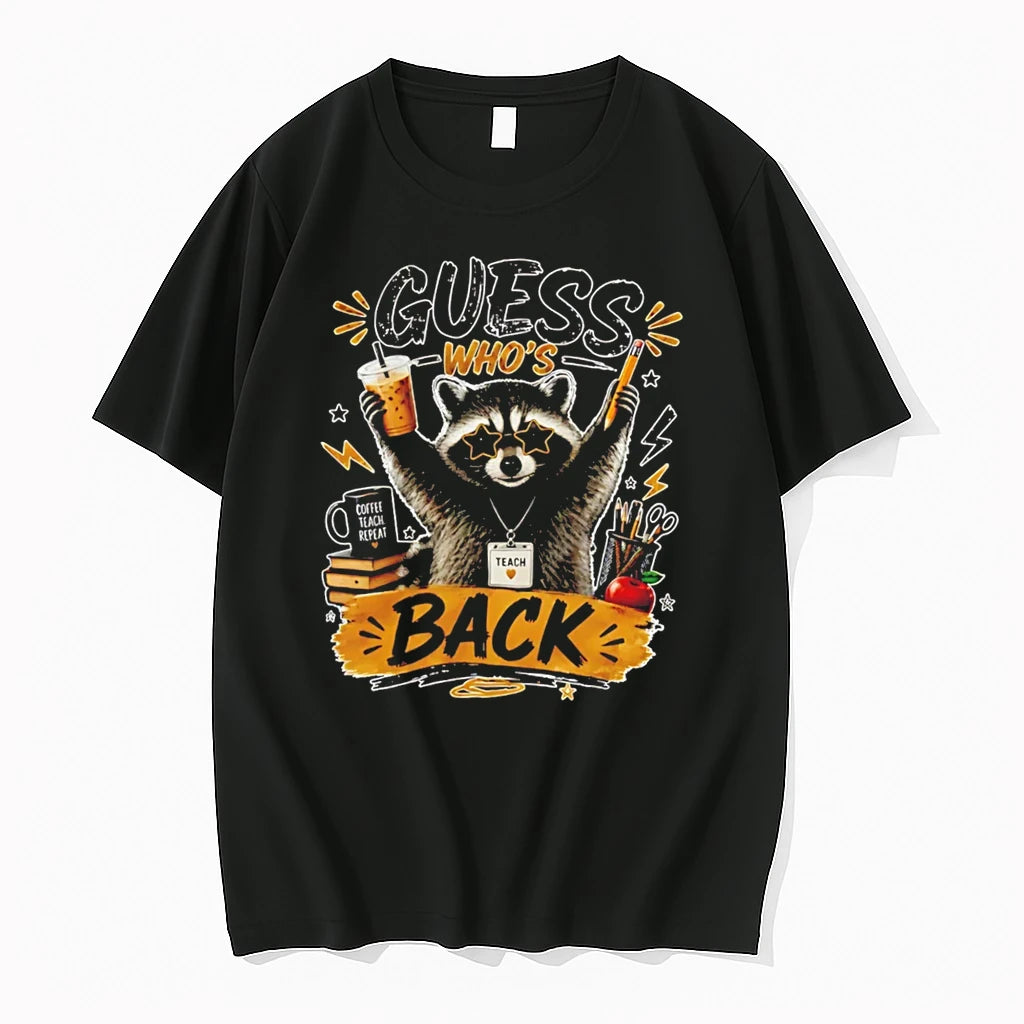 Officials Raccoon Guess Whos Back Teacher Funny Back To School Tee Premium T Shirt