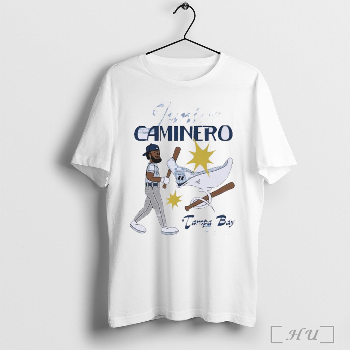 Officials Rays Junior Caminero Summer Cartoon T Shirt
