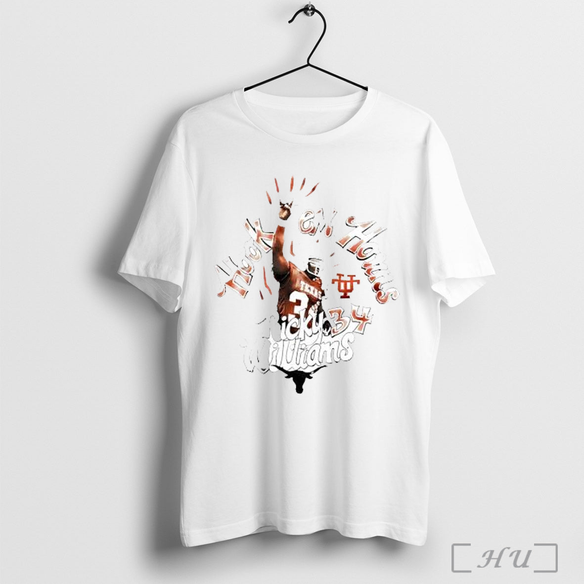 Officials Ricky Williams Texas Longhorns Number 34 Hook Em Horns T Shirt