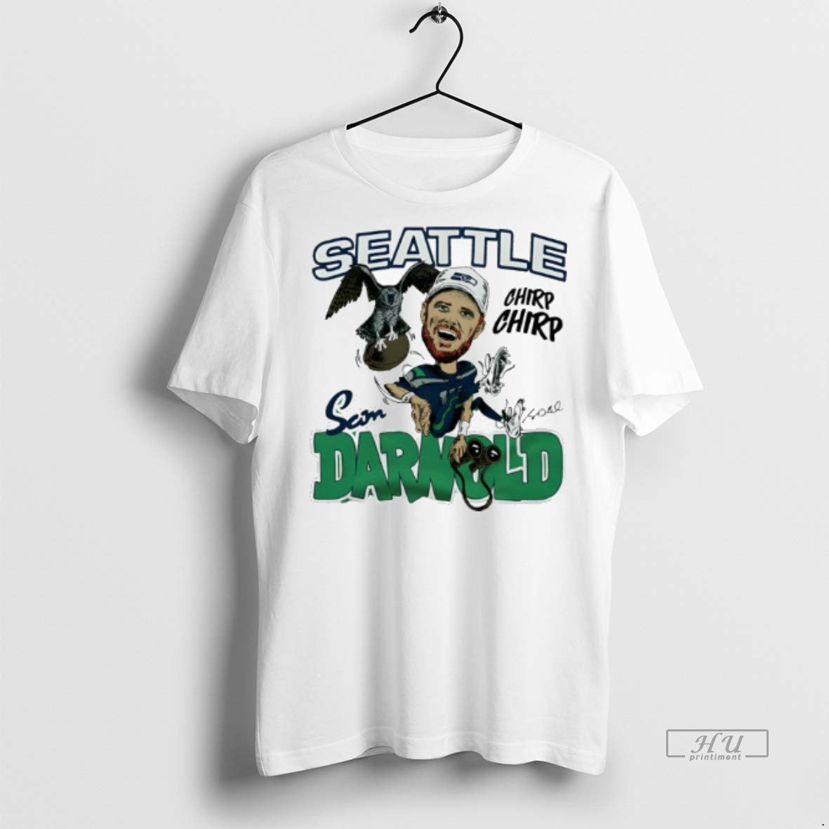 Officials Seahawks Sam Darnold Signature Chirp Chirp Tee Shirt Sweater