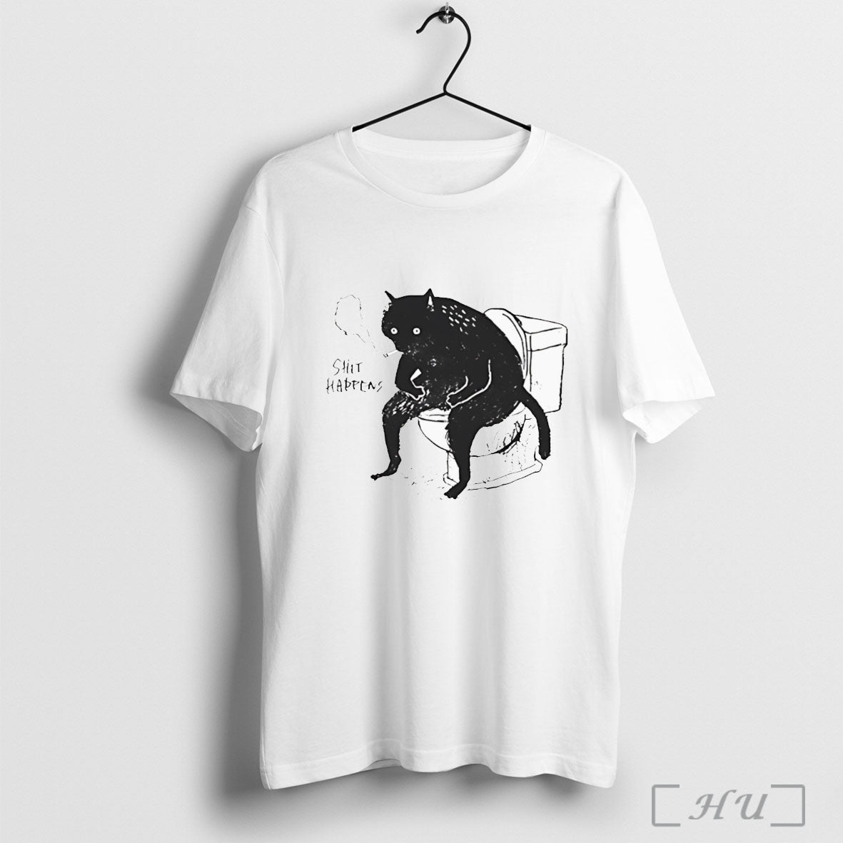 Officials Shit Happens Black Cat Smoking On Toilet T Shirt