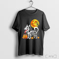 Officials Siberian Husky Dog Skeleton Scary Pumpkin Moon Halloween T Shirt