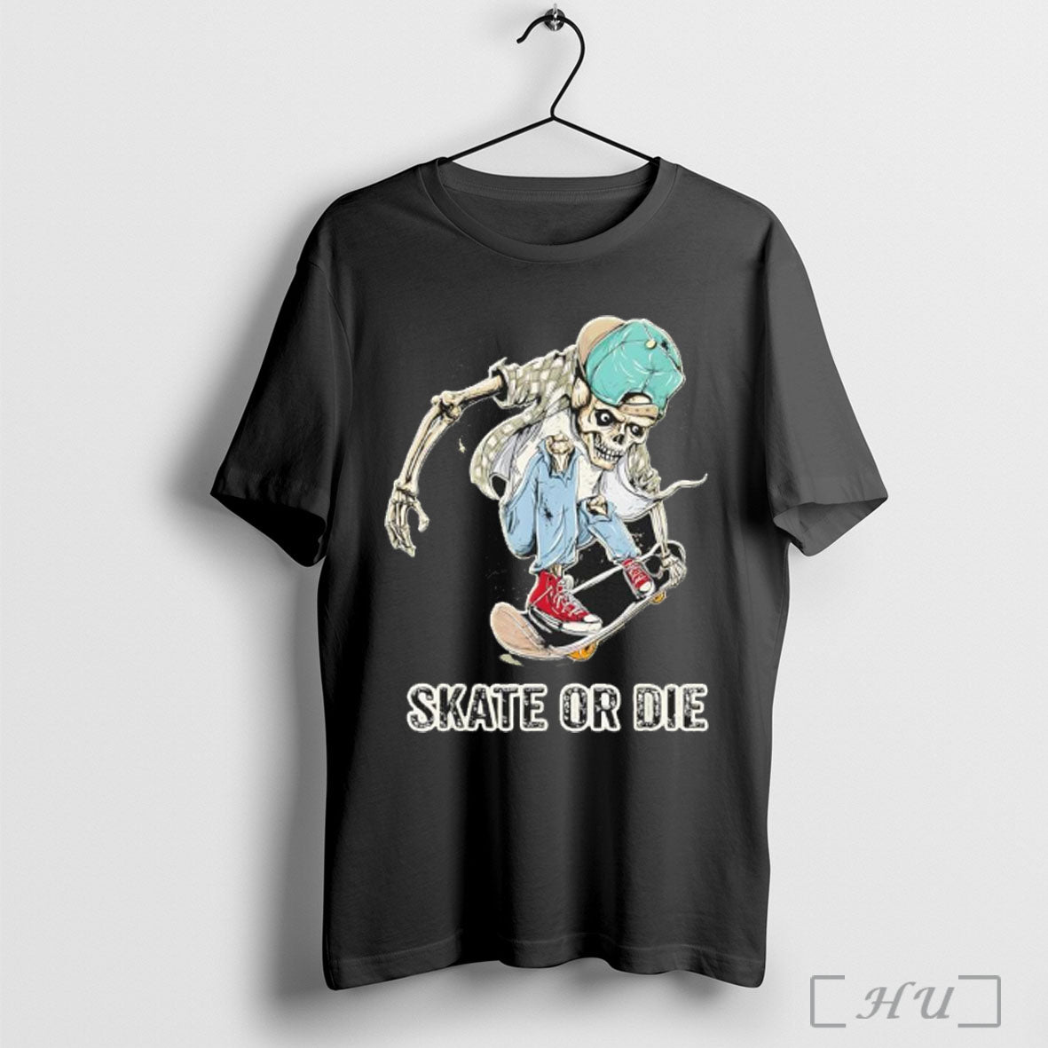 Officials Skeleton Skateboarding Skate Or Die Street Style T Shirt