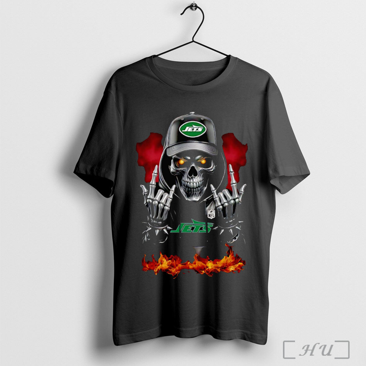 Officials Skeleton With Sign Of The Horns New York Jets Shirt Hoodie Sweater Longsleeve And