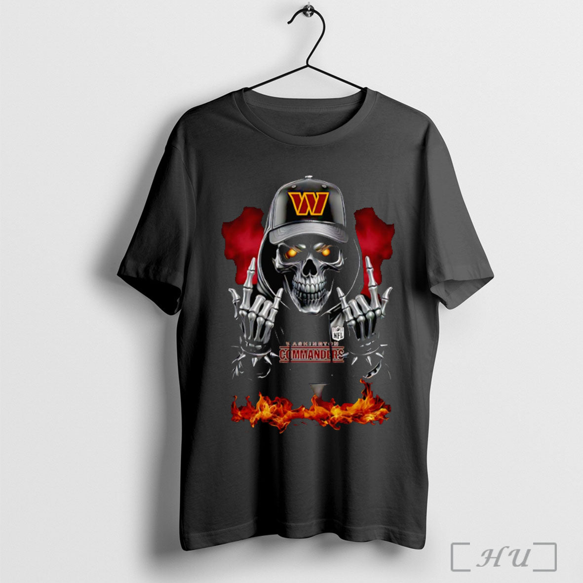 Officials Skeleton With Sign Of The Horns Washington Commanders Shirt Hoodie Sweater Longsleeve And