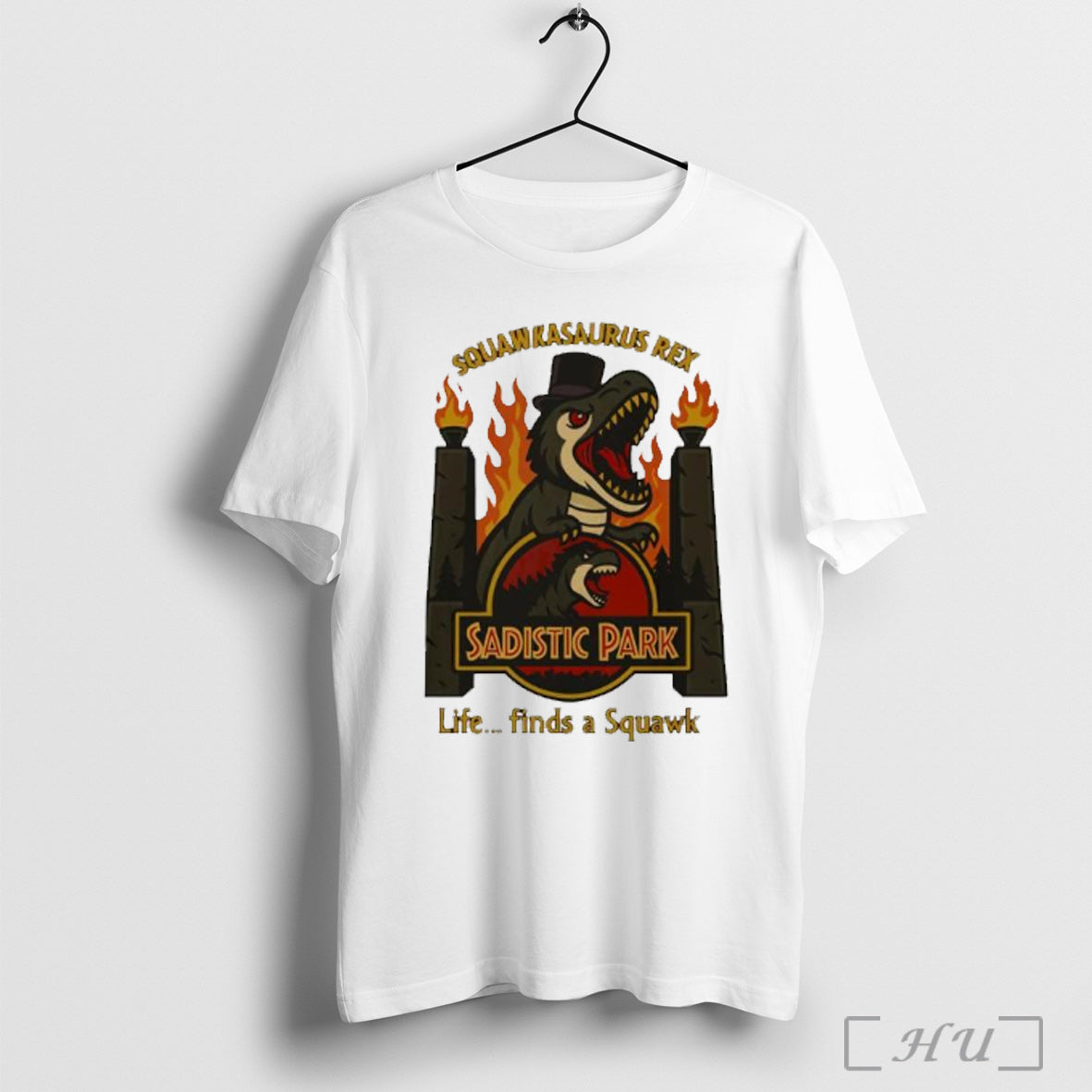 Officials Squawkasaurus Rex Sadistic Park Dinosaur Penguin T Shirt