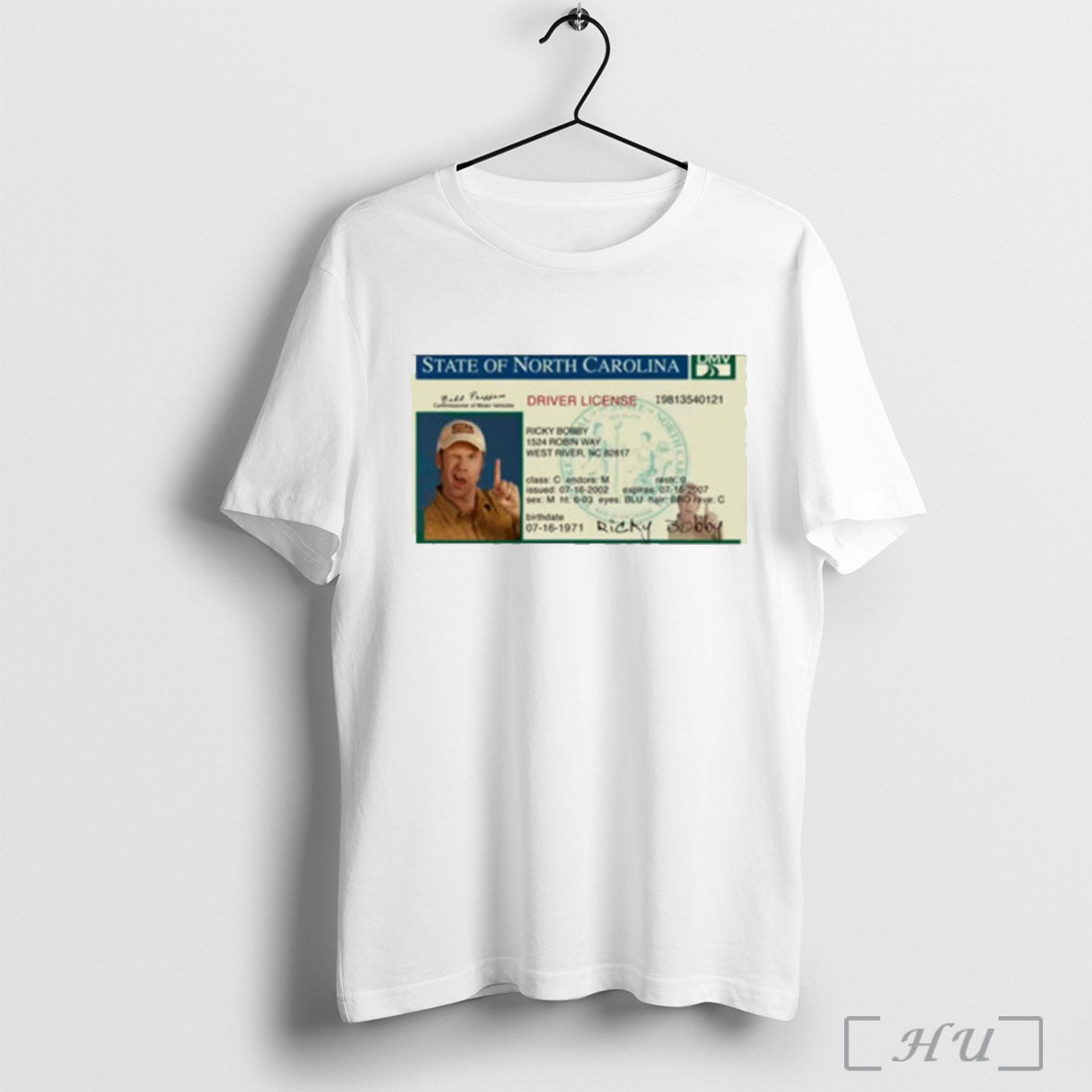 Officials State Of North Carolina Ricky Bobby Driver Licence New T Shirt
