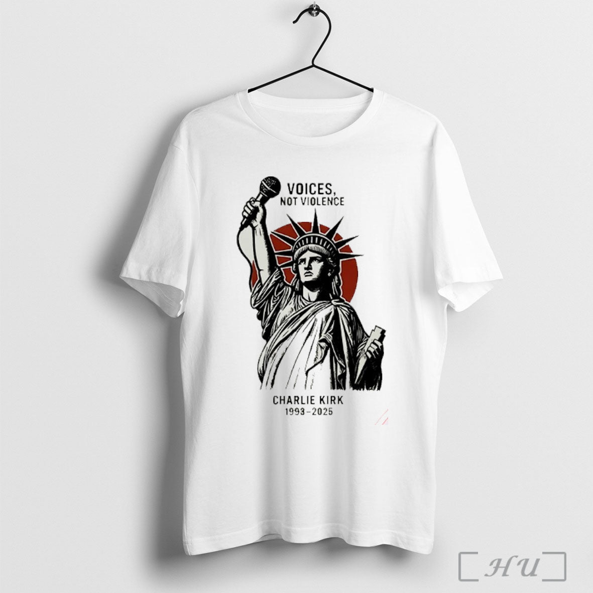 Officials Statue Of Liberty Voices Not Violence Charlie Kirk 1993 2025 T Shirt