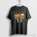 Officials Stay Creepy Skull And Heart Pumpkin Halloween Graphic T Shirt