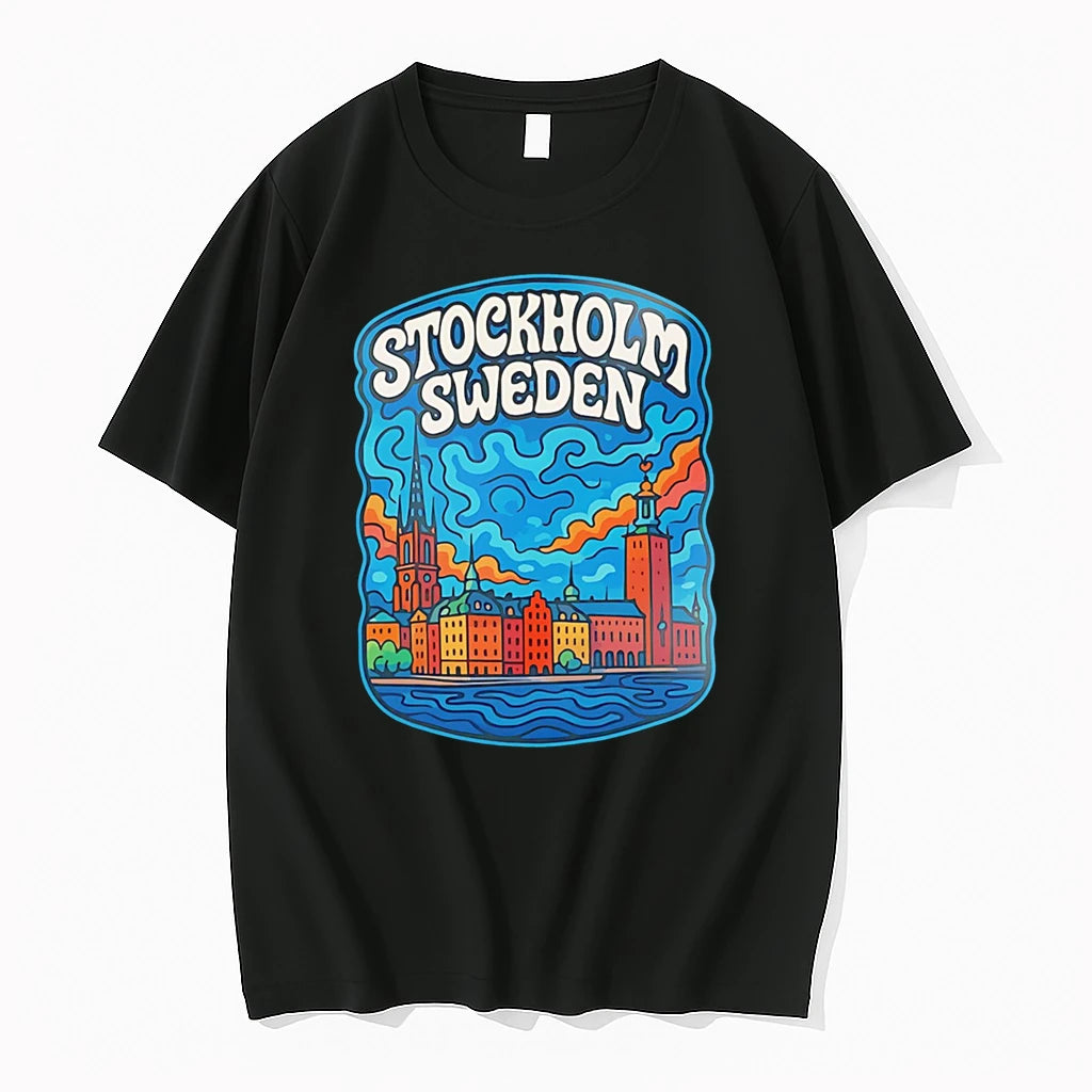 Officials Stockholm Sweden Skyline Travel Souvenir Graphic Premium T Shirt
