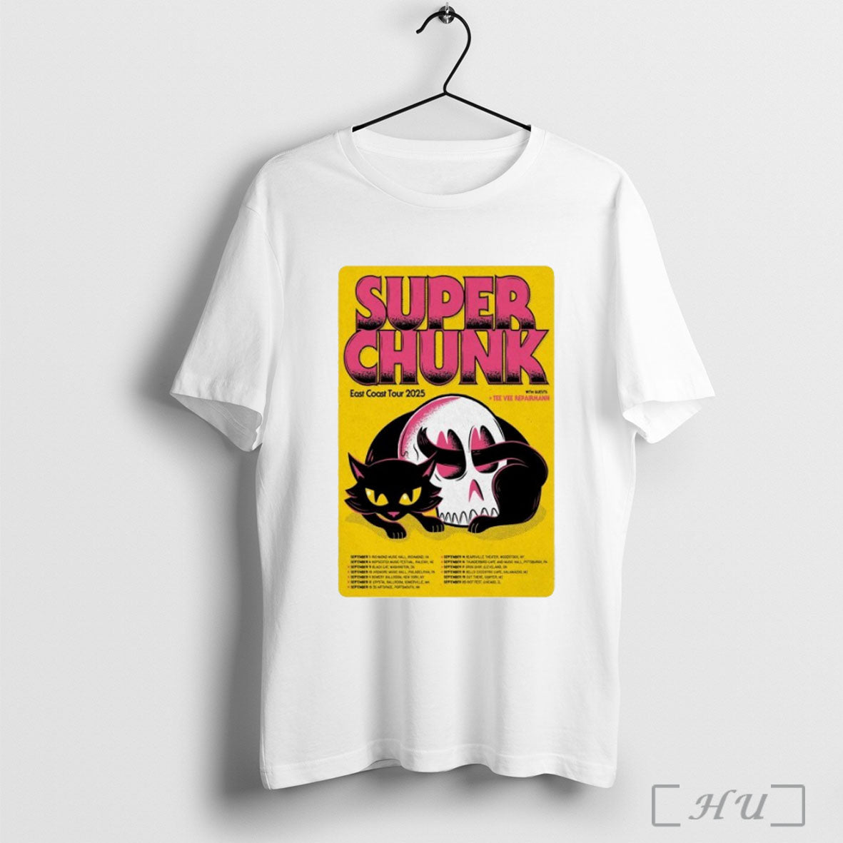 Officials Superchunk East Coast Tour 2025 Dates Skull Cat T Shirt