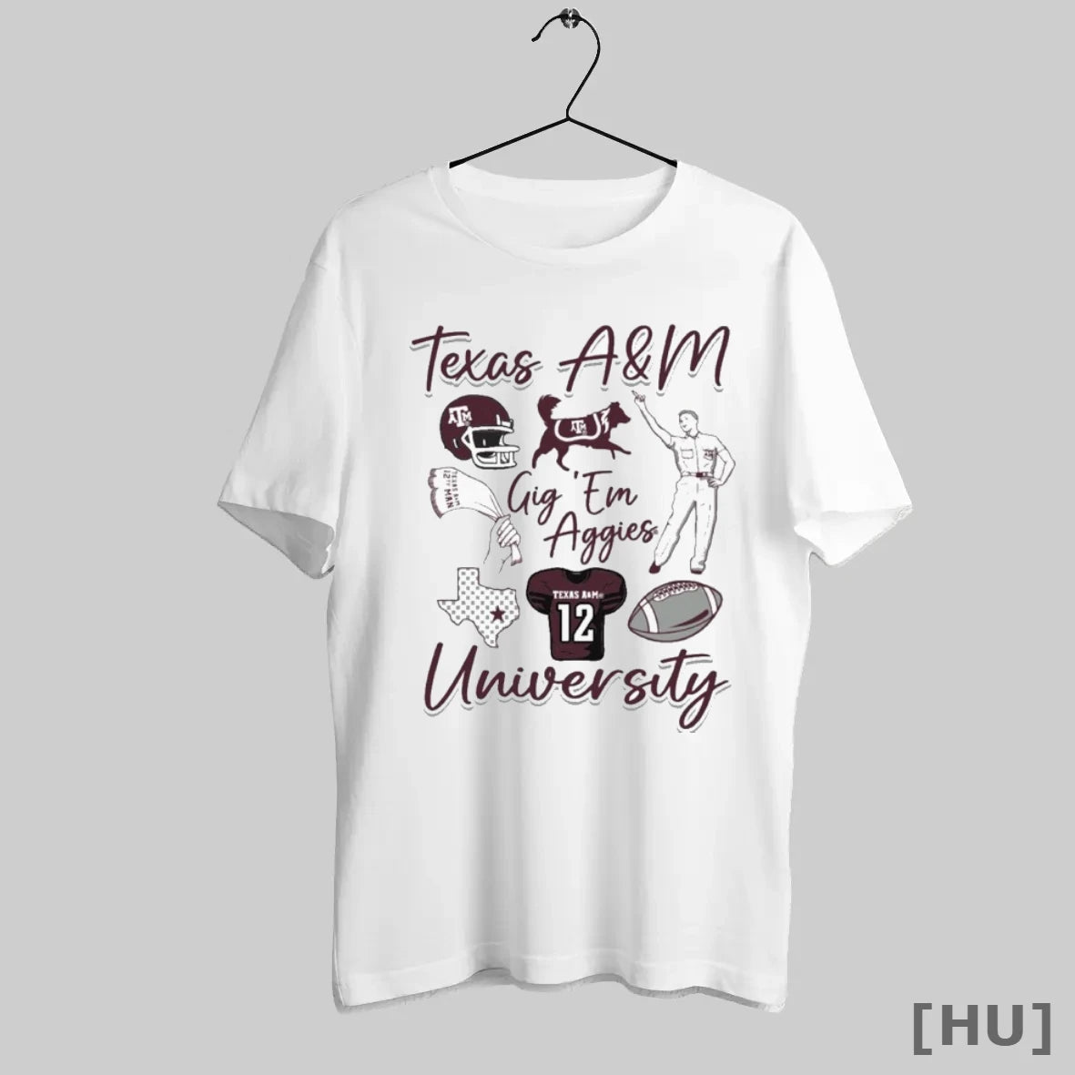 Officials Texas Am Aggies Gig Em University Collage T Shirt