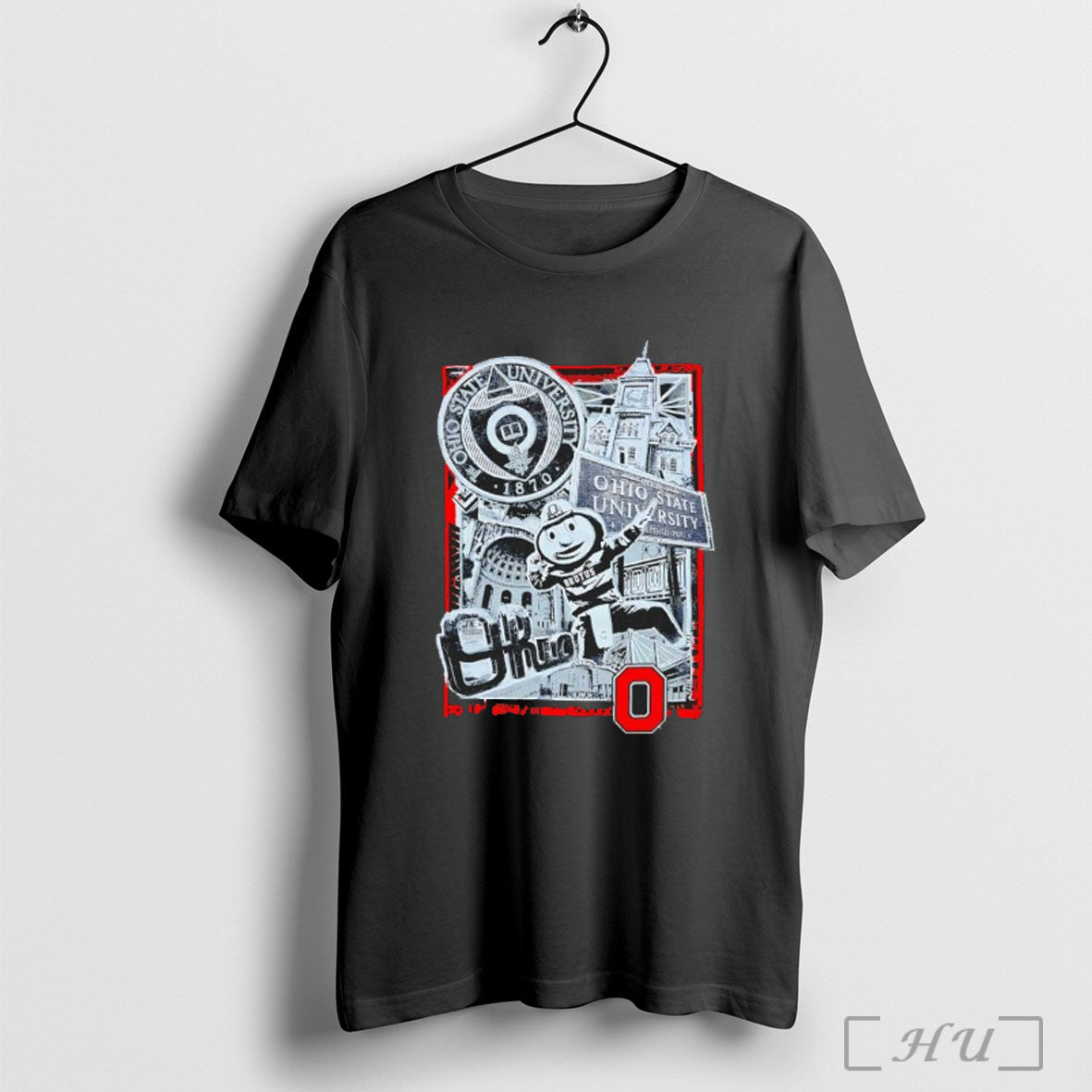 Officials The Ohio State University 1870 Landmark Collage Mascot T Shirt