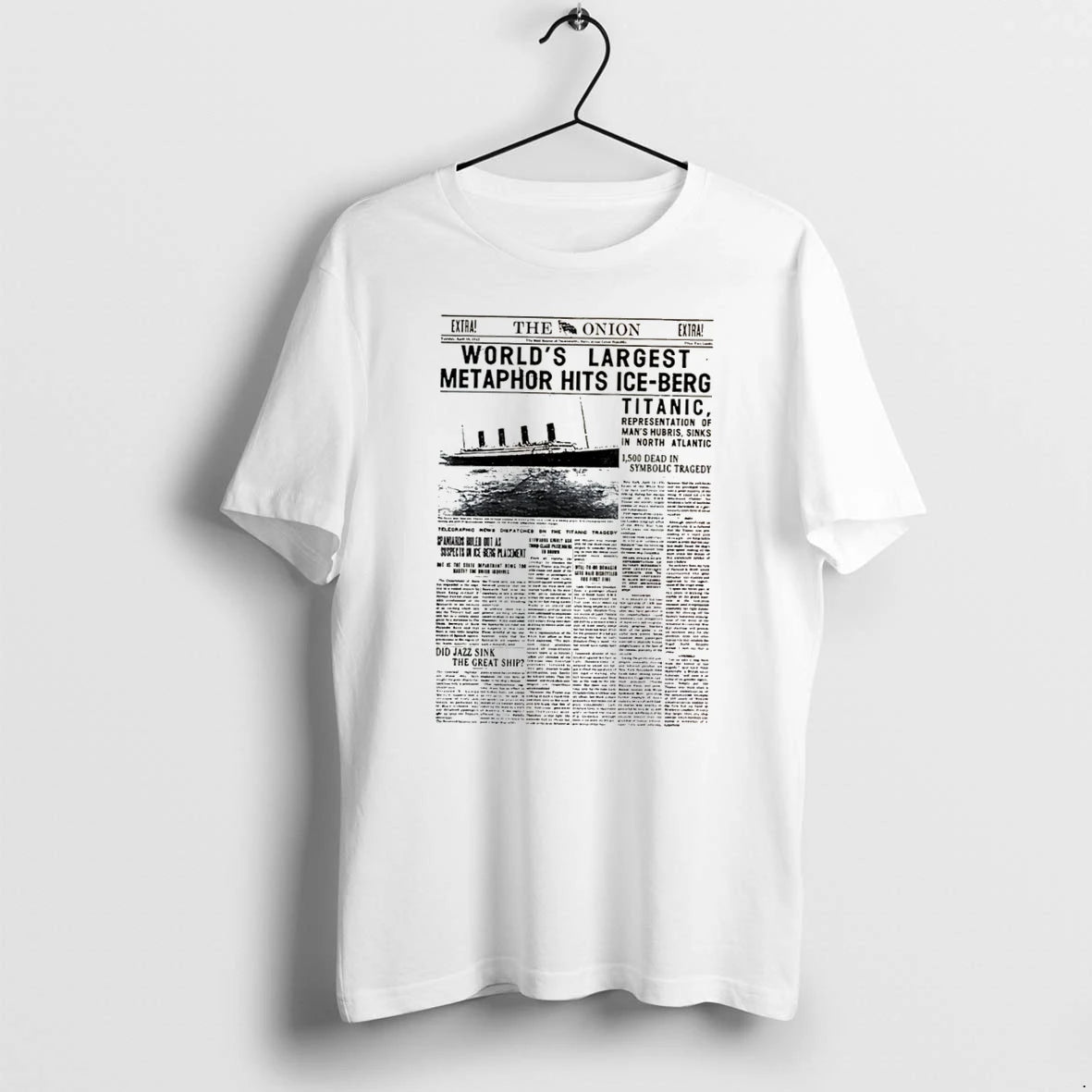 Officials The Onion Worlds Largest Metaphor Hits Ice Berg Titanic Newspaper Tee