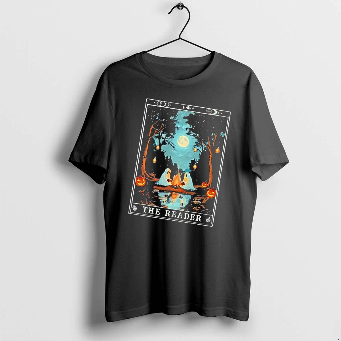 Officials The Reader Tarot Card Cute Ghosts Reading Campfire Forest Mens T Shirt Sweater